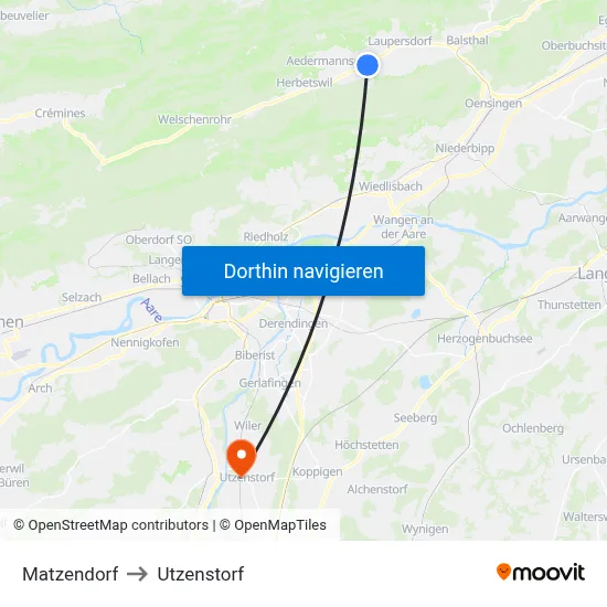 Matzendorf to Utzenstorf map