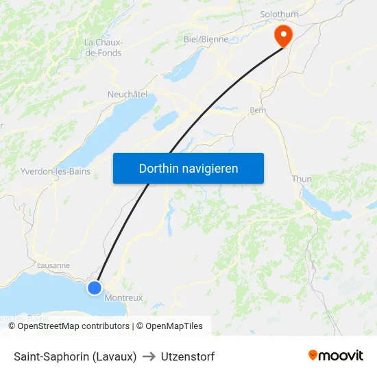 Saint-Saphorin (Lavaux) to Utzenstorf map