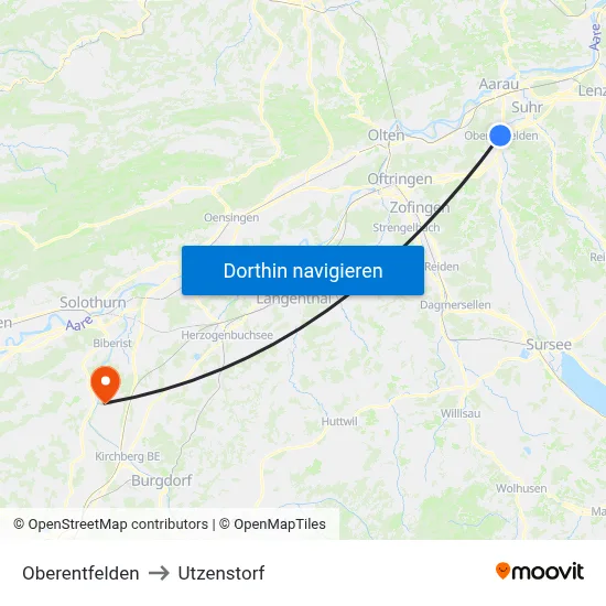 Oberentfelden to Utzenstorf map