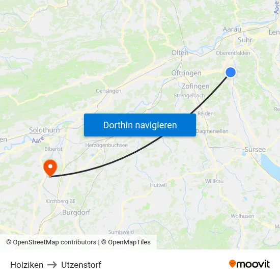 Holziken to Utzenstorf map