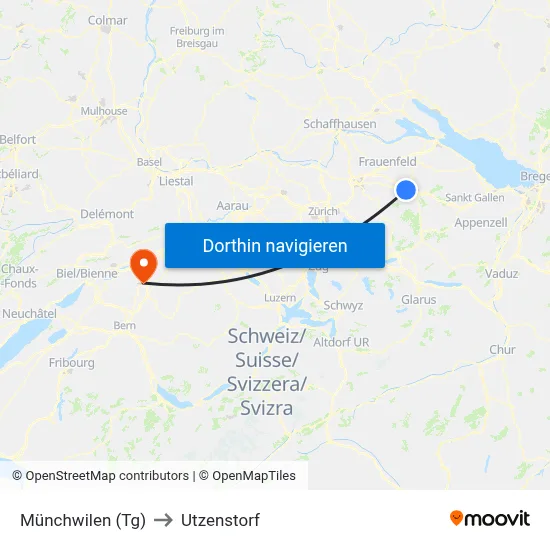 Münchwilen (Tg) to Utzenstorf map