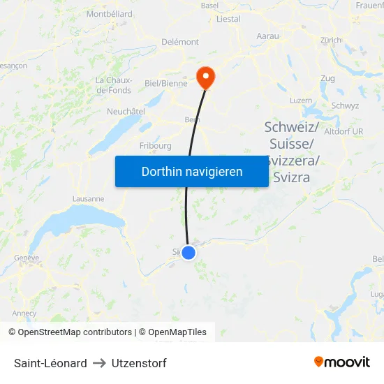 Saint-Léonard to Utzenstorf map