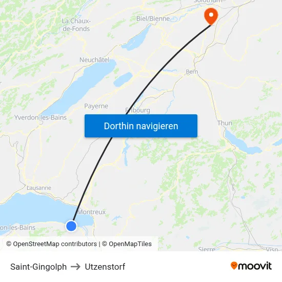 Saint-Gingolph to Utzenstorf map
