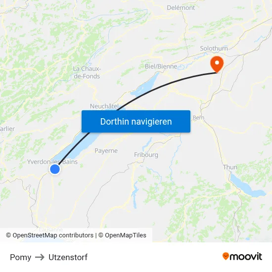 Pomy to Utzenstorf map