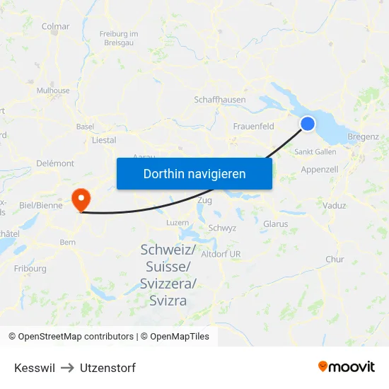 Kesswil to Utzenstorf map