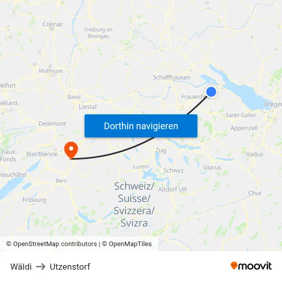 Wäldi to Utzenstorf map