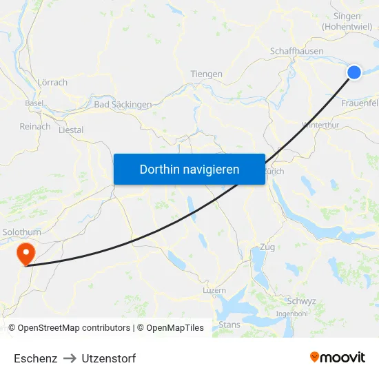 Eschenz to Utzenstorf map