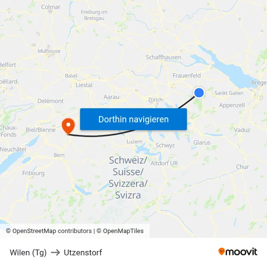 Wilen (Tg) to Utzenstorf map
