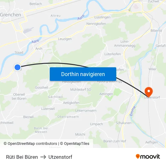 Rüti Bei Büren to Utzenstorf map