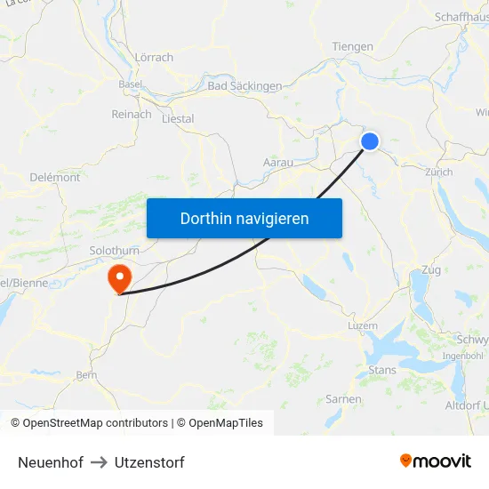 Neuenhof to Utzenstorf map