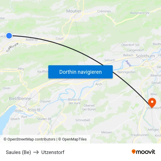 Saules (Be) to Utzenstorf map