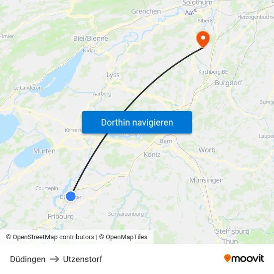Düdingen to Utzenstorf map