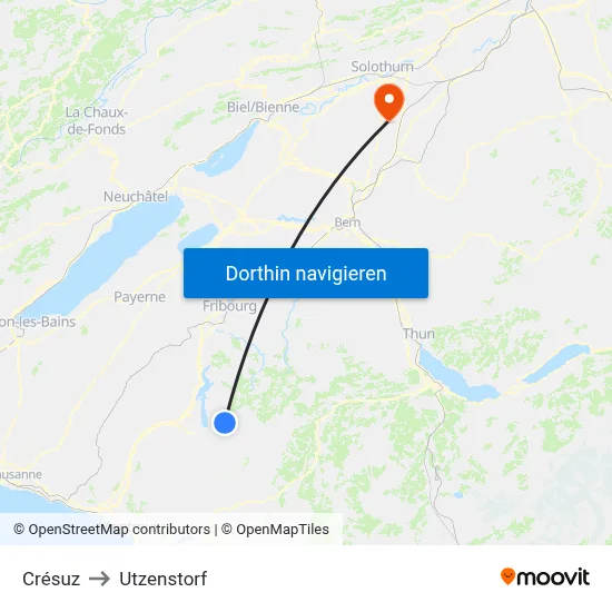 Crésuz to Utzenstorf map