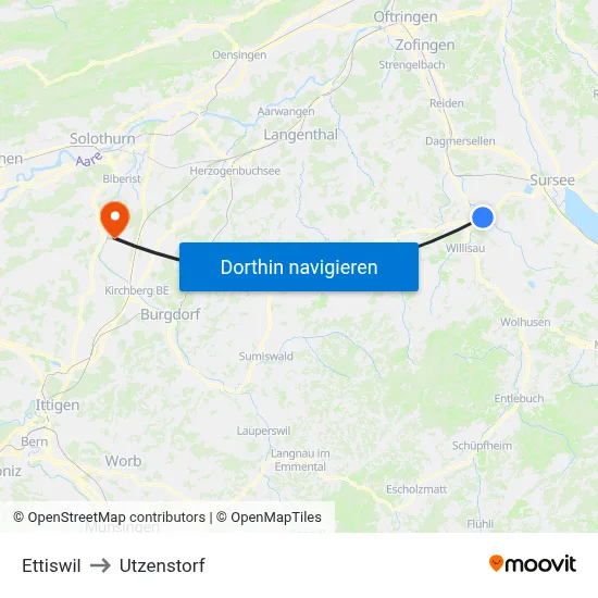 Ettiswil to Utzenstorf map