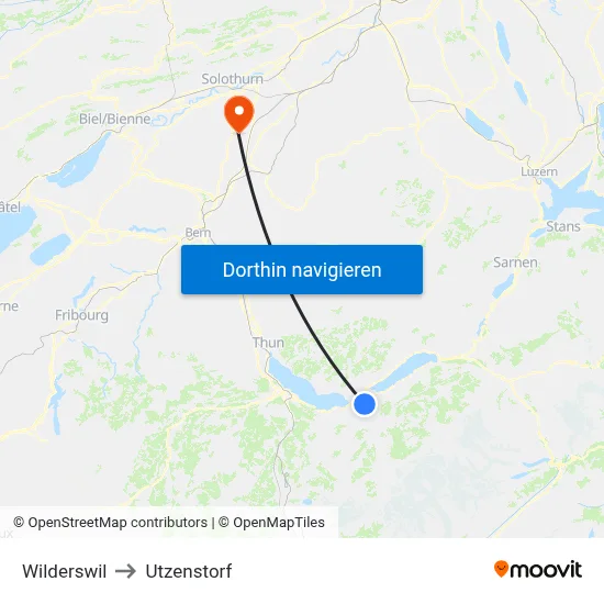 Wilderswil to Utzenstorf map