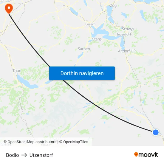 Bodio to Utzenstorf map