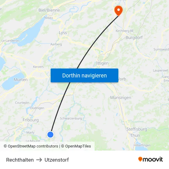 Rechthalten to Utzenstorf map