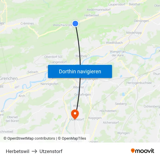 Herbetswil to Utzenstorf map