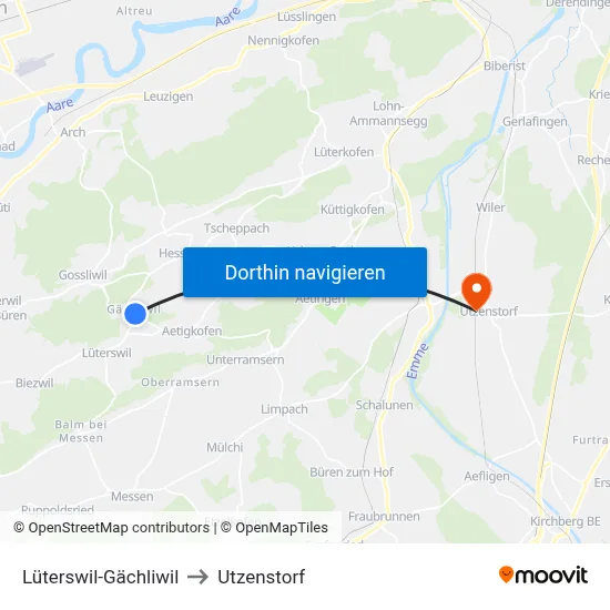 Lüterswil-Gächliwil to Utzenstorf map