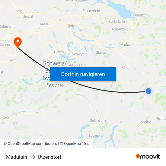 Madulain to Utzenstorf map