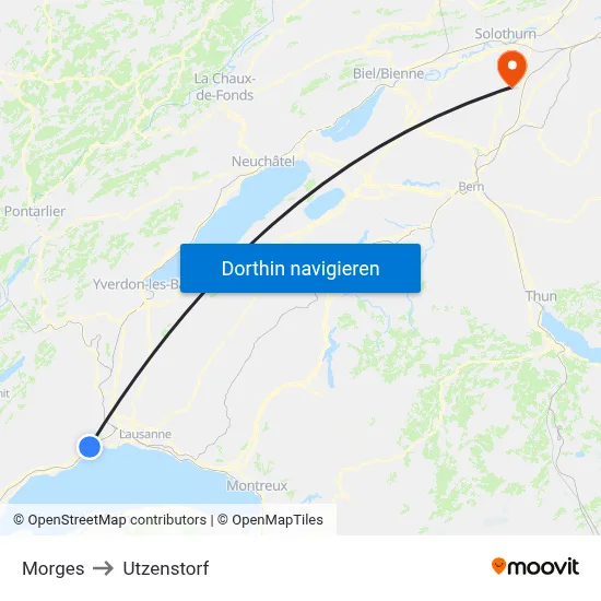 Morges to Utzenstorf map