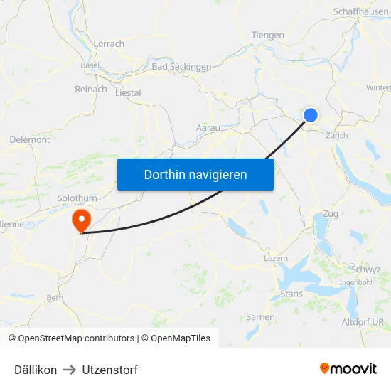 Dällikon to Utzenstorf map