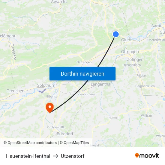 Hauenstein-Ifenthal to Utzenstorf map