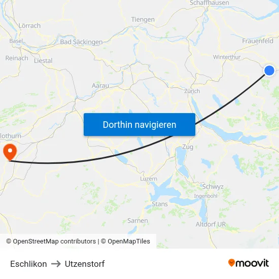 Eschlikon to Utzenstorf map