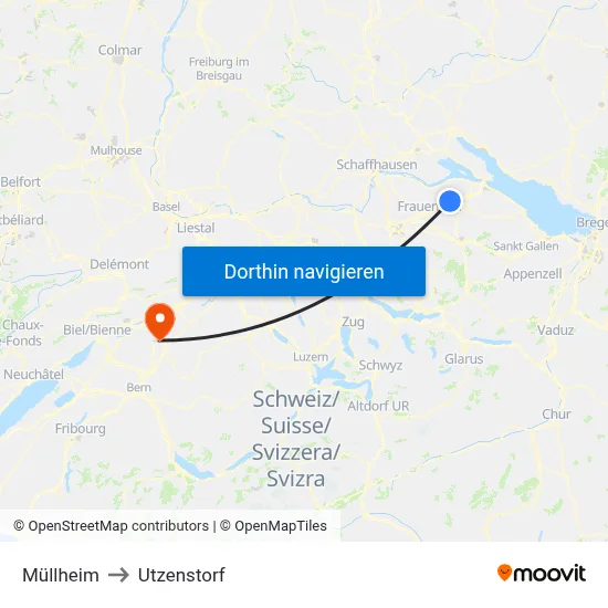 Müllheim to Utzenstorf map