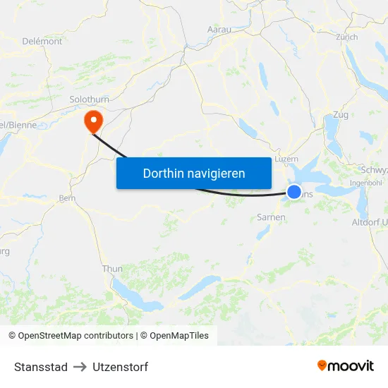 Stansstad to Utzenstorf map