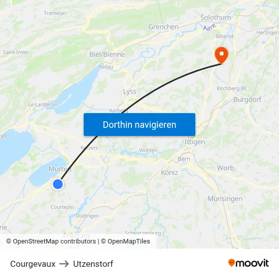 Courgevaux to Utzenstorf map