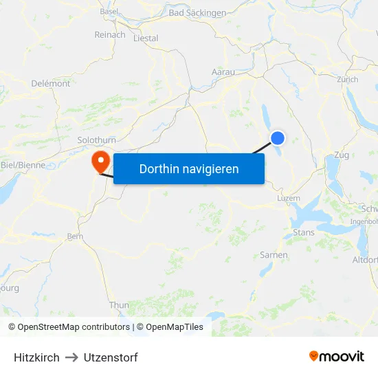 Hitzkirch to Utzenstorf map