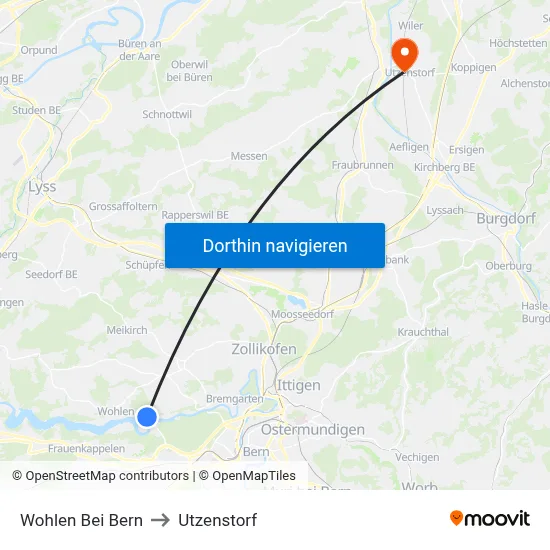 Wohlen Bei Bern to Utzenstorf map