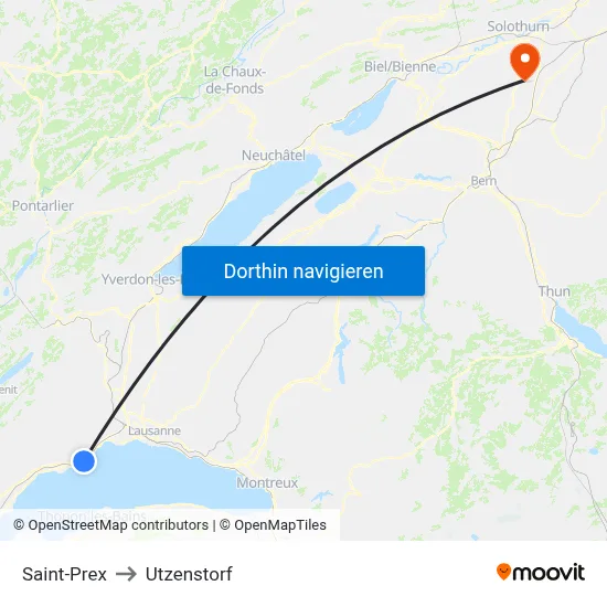 Saint-Prex to Utzenstorf map