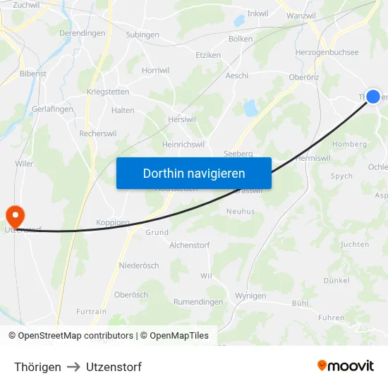 Thörigen to Utzenstorf map