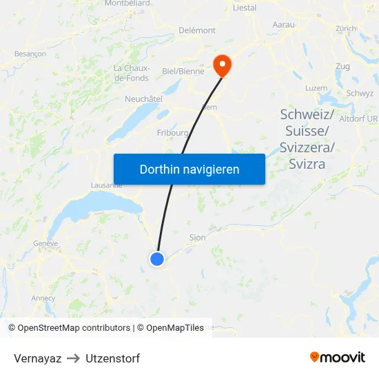 Vernayaz to Utzenstorf map