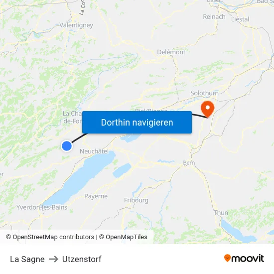 La Sagne to Utzenstorf map