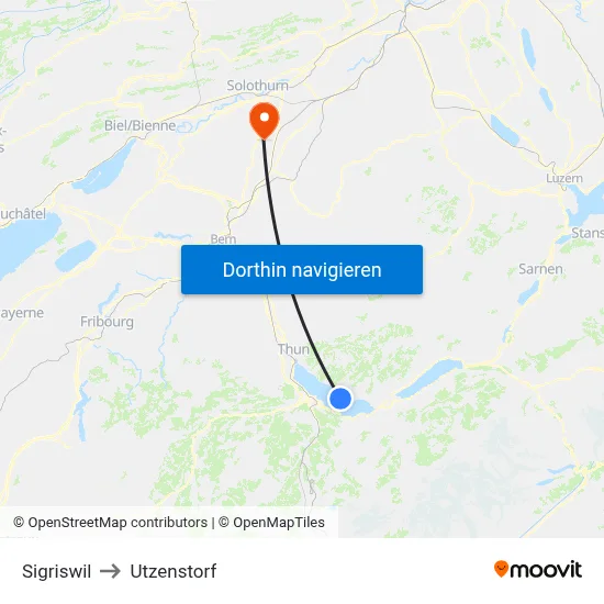 Sigriswil to Utzenstorf map