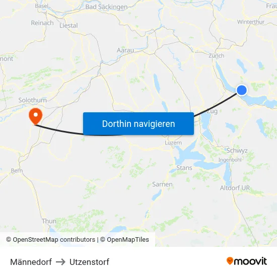 Männedorf to Utzenstorf map