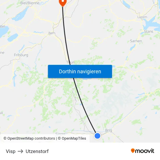 Visp to Utzenstorf map