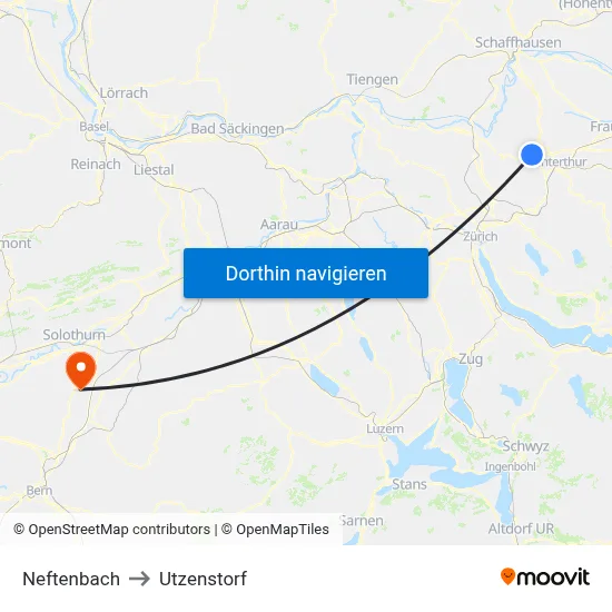 Neftenbach to Utzenstorf map