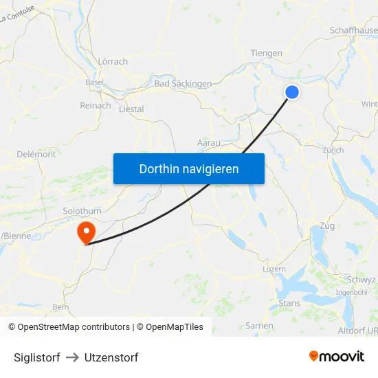 Siglistorf to Utzenstorf map