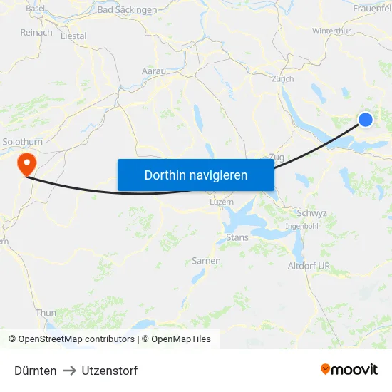 Dürnten to Utzenstorf map