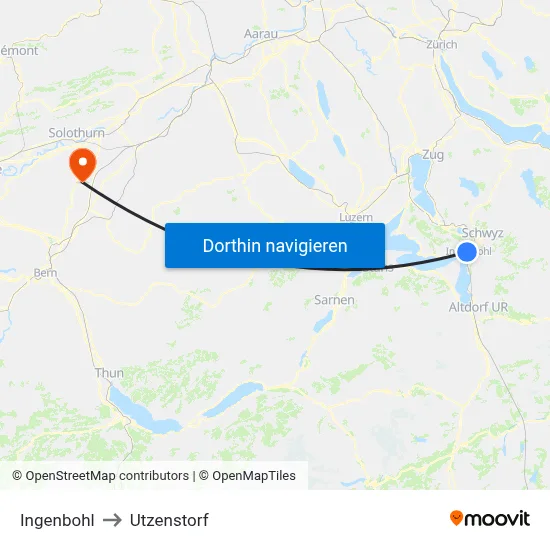 Ingenbohl to Utzenstorf map