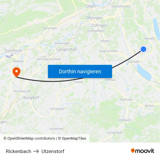 Rickenbach to Utzenstorf map