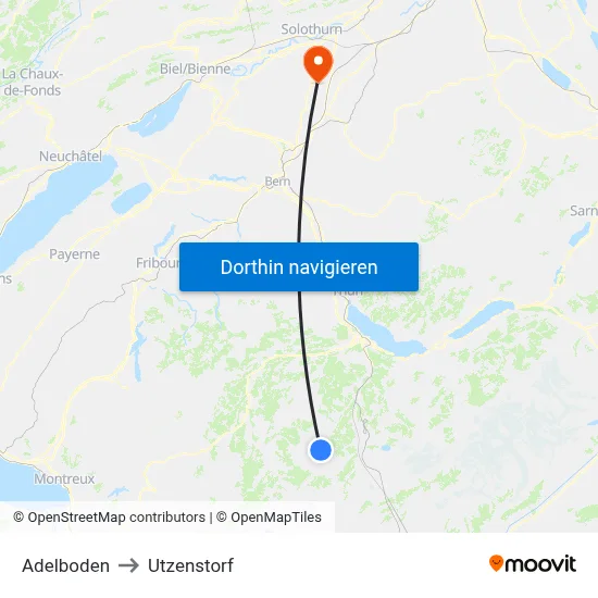 Adelboden to Utzenstorf map