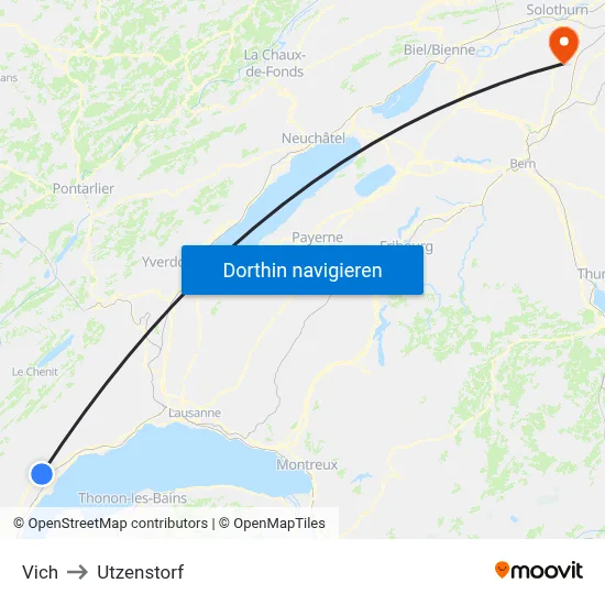 Vich to Utzenstorf map