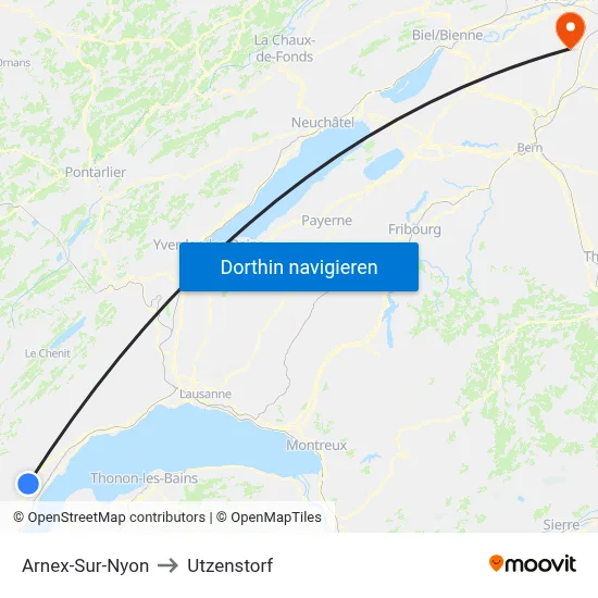 Arnex-Sur-Nyon to Utzenstorf map