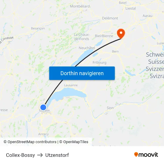 Collex-Bossy to Utzenstorf map