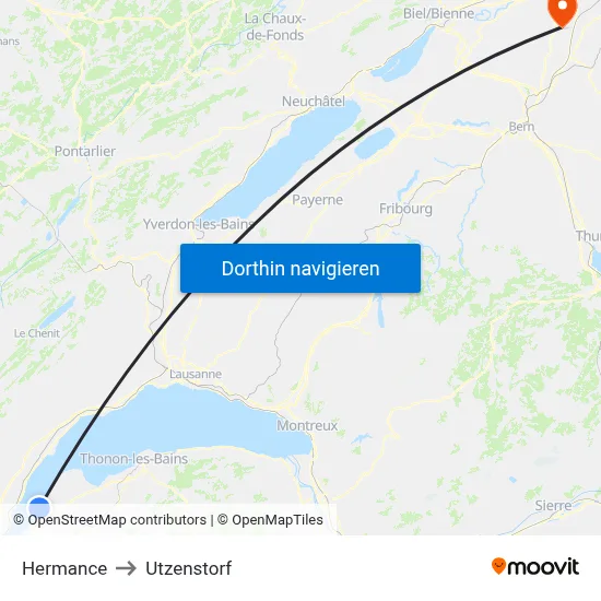 Hermance to Utzenstorf map